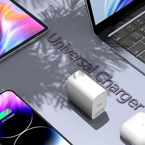 شاحن USB C بلوك CALCINI 2 Pack GAN 65W USB C شاحن سريع من النوع C لشاحن الكمبيوتر المحمول ومحول الطاقة MacBook Pro/Air، GalaxyS21/S20، Dell XP S13، Note 20/10+، Phone15/Mini iPad، Pixel in Kuwait