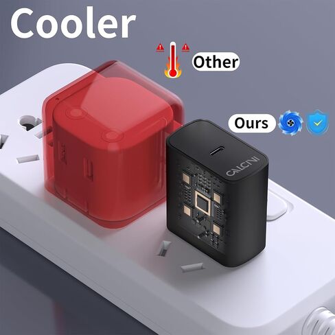 شاحن USB C بلوك CALCINI 2 Pack GAN 65W USB C شاحن سريع من النوع C لشاحن الكمبيوتر المحمول ومحول الطاقة MacBook Pro/Air، GalaxyS21/S20، Dell XP S13، Note 20/10+، Phone15/Mini iPad، Pixel in Kuwait