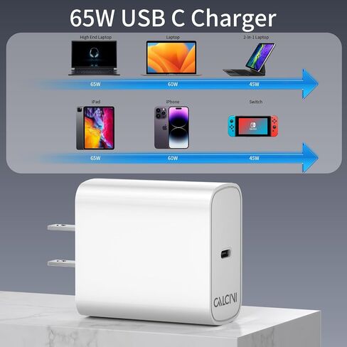 شاحن USB C بلوك CALCINI 2 Pack GAN 65W USB C شاحن سريع من النوع C لشاحن الكمبيوتر المحمول ومحول الطاقة MacBook Pro/Air، GalaxyS21/S20، Dell XP S13، Note 20/10+، Phone15/Mini iPad، Pixel in Kuwait