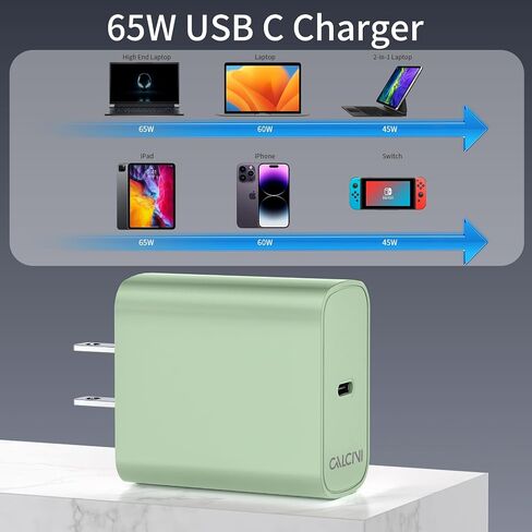 USB C Charger Block CALCINI 2 Pack GAN 65W USB C Charger ​Fast Type C Charger for Laptop Charger Power Adapter MacBook Pro/Air, GalaxyS21/S20, Dell XP S13, Note 20/10+, Phone15/Mini iPad,Pixel in Saudi Arabia