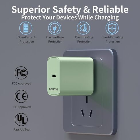 USB C Charger Block CALCINI 2 Pack GAN 65W USB C Charger ​Fast Type C Charger for Laptop Charger Power Adapter MacBook Pro/Air, GalaxyS21/S20, Dell XP S13, Note 20/10+, Phone15/Mini iPad,Pixel in Saudi Arabia