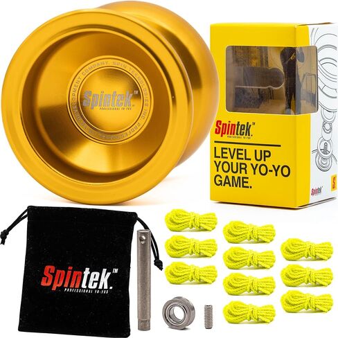 SPINTEK R1 PRO Yoyo - يويو المبتدئين واليويو الاحترافي - قم بالتبديل بين يويو المستجيبة واليويو غير المستجيبة - يويو للأطفال ويويو للبالغين - لعبة يويو الحسية - معدنية، خدعة يويو (ذهبي) in Saudi Arabia