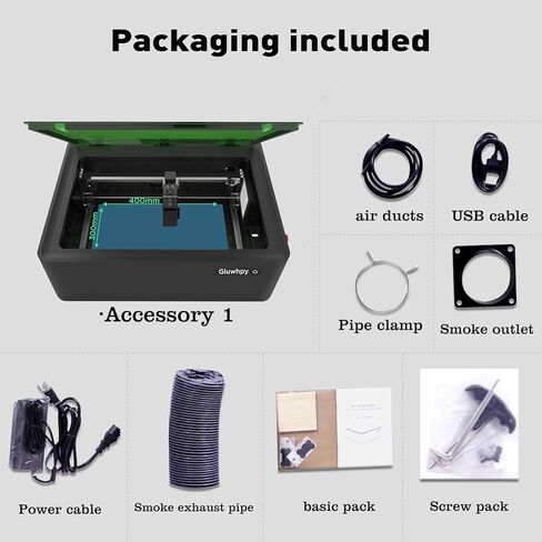Gluwphy 5w Enclosure Laser Engraver 8-in-1 Class 1 Laser Engraver and Cutter Machine، المدمج في نظام تصفية الدخان حفارة الليزر للخشب والمعادن والجلود والزجاج in Kuwait