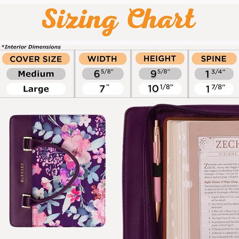 Christian Art Gifts Women's Fashion Bible Cover Purse Style Blessed, Purple Floral Faux Leather, Large in Saudi Arabia