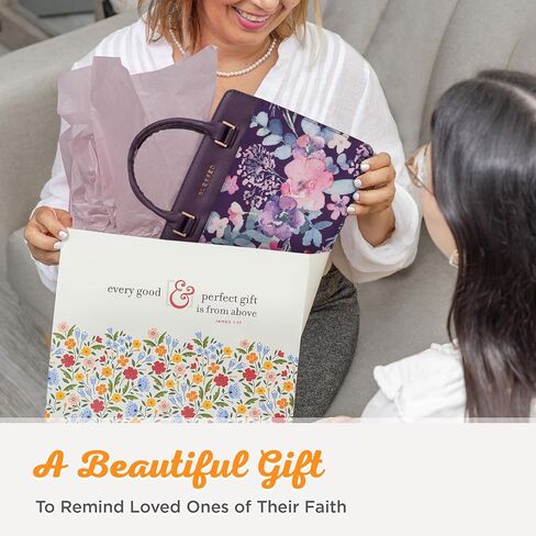 Christian Art Gifts Women's Fashion Bible Cover Purse Style Blessed, Purple Floral Faux Leather, Large in Saudi Arabia