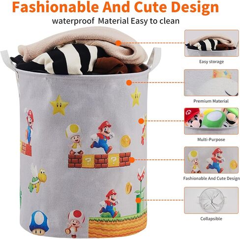 Super Basket,Nursery Bedroom Decor,Baby Laundry Large Hamper Foldable With Waterproof Pe Coating,Brothers Dirty Clothes Basket for Kids,Boys and Girls Birthday Gifts,Bathroom Set,Toy Bin (grey) in Saudi Arabia
