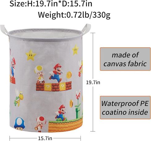 Super Basket,Nursery Bedroom Decor,Baby Laundry Large Hamper Foldable With Waterproof Pe Coating,Brothers Dirty Clothes Basket for Kids,Boys and Girls Birthday Gifts,Bathroom Set,Toy Bin (grey) in Saudi Arabia