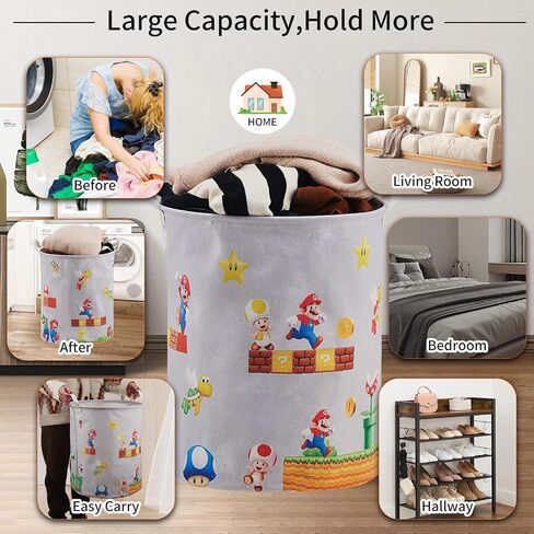 Super Basket,Nursery Bedroom Decor,Baby Laundry Large Hamper Foldable With Waterproof Pe Coating,Brothers Dirty Clothes Basket for Kids,Boys and Girls Birthday Gifts,Bathroom Set,Toy Bin (grey) in Saudi Arabia