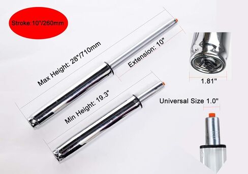FRNIAMC بديل أسطوانة الرفع الهيدروليكية من الكروم، مقاس عالمي للصدمات الهوائية بمكبس طويل، ارتفاع المقعد الكامل (الارتفاع الممتد: 28 بوصة/710 مم) in Kuwait