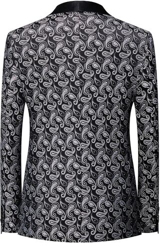 Mgnaie Mens Paisley Floral Tuxedo Jacket Slim Fit One Button Blazer Jacket Shawl Lapel Dinner Party Prom Tuxedo 2024 in Kuwait