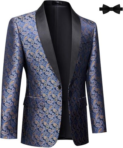 Mgnaie Mens Paisley Floral Tuxedo Jacket Slim Fit One Button Blazer Jacket Shawl Lapel Dinner Party Prom Tuxedo 2024 in Kuwait