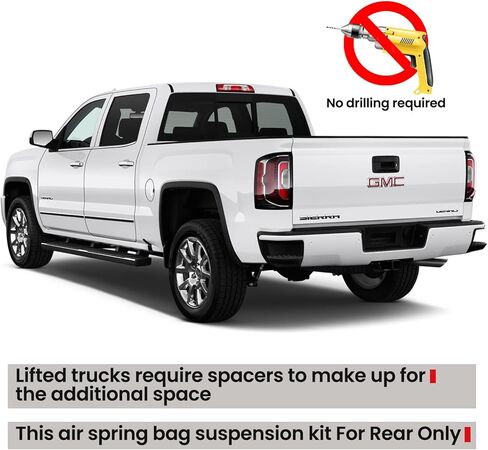 مجموعة تعليق أكياس الهواء الزنبركية VIGOR متوافقة مع 1999-2007 Chevy Silverado 1500، GMC Sierra 1500 2WD & 4WD Pickups Rear Air Helper Spring Kit، ما يصل إلى 5000 رطل من سعة تسوية الحمل in Kuwait