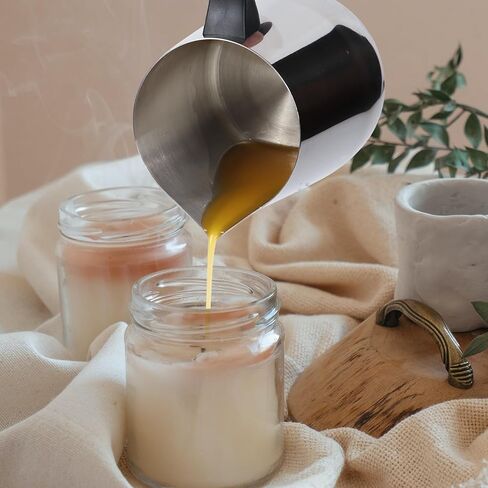 وعاء صب الشموع، وعاء ذوبان الشمع بسعة 32 أونصة، إبريق صب الشموع سعة 900 مل، مجموعة صنع الشموع من الفولاذ المقاوم للصدأ، لوازم صنع الشموع بمقبض مقاوم للحرارة وتصميم فوهة صب بدون قطرات in Kuwait