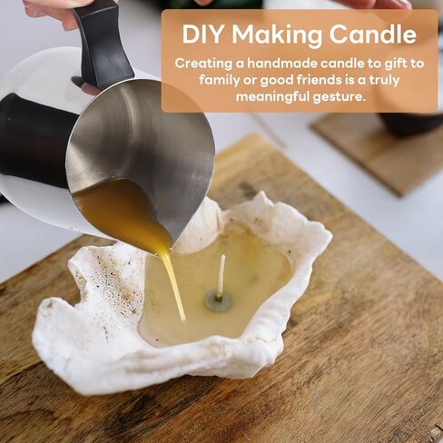 وعاء صب الشموع، وعاء ذوبان الشمع بسعة 32 أونصة، إبريق صب الشموع سعة 900 مل، مجموعة صنع الشموع من الفولاذ المقاوم للصدأ، لوازم صنع الشموع بمقبض مقاوم للحرارة وتصميم فوهة صب بدون قطرات in Kuwait