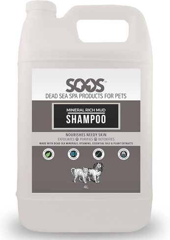 Soos Pet Mineral Rich Mud Dog and Cat Shampoo Natural Dead Sea Minerals Fast Absorbing Natural Ingredients - 1x (4L Gallon) in Saudi Arabia