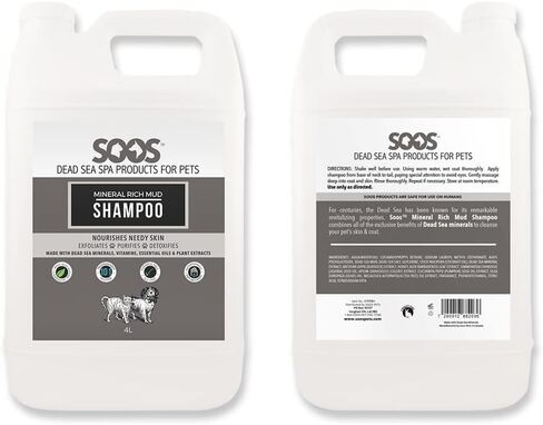 Soos Pet Mineral Rich Mud Dog and Cat Shampoo Natural Dead Sea Minerals Fast Absorbing Natural Ingredients - 1x (4L Gallon) in Saudi Arabia