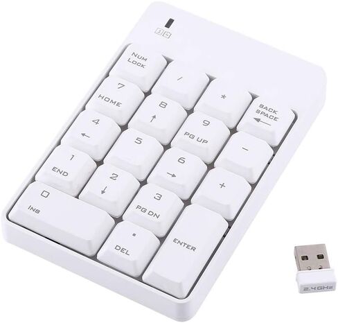 2.4GHz Numeric Keypad Wireless USB Numeric Keypad Numpad Number with Mini USB Receiver 18 Keys for Laptop PC New(White) in Saudi Arabia
