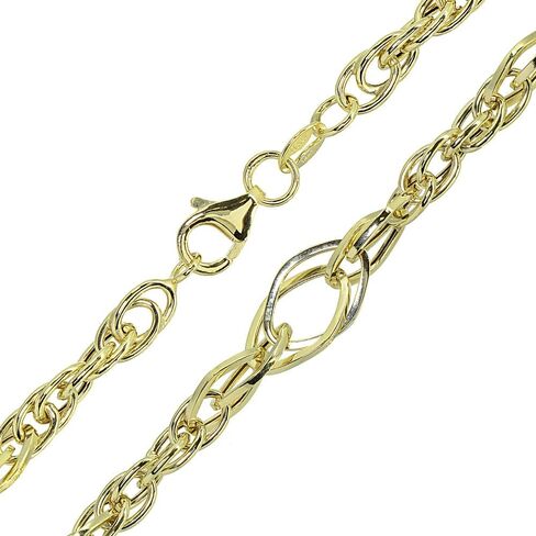 14k Gold Italian Lightweight Chain Double Geometric & Oval Link Bracelet in Saudi Arabia