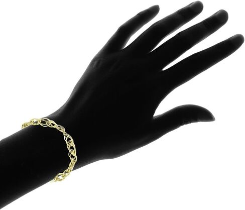 14k Gold Italian Lightweight Chain Double Geometric & Oval Link Bracelet in Saudi Arabia