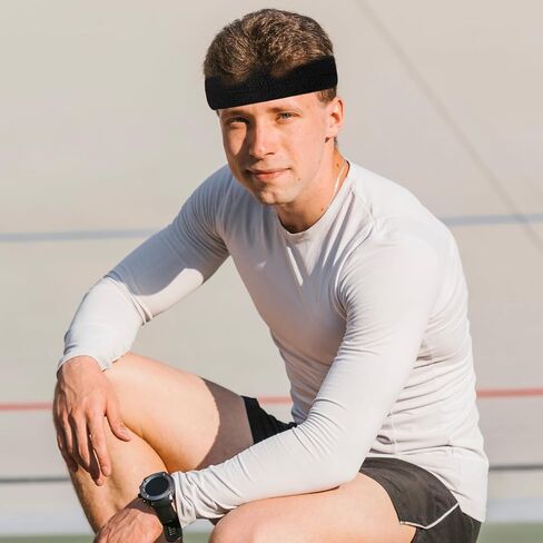 4Pcs Sweatbands Sport Headbands for Men & Women Headbands for Men Terry Cloth Sweat Band for Tennis, Basketball, Working Out, Running, Working, Gym(Black, Gray, Blue, red) in Saudi Arabia