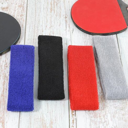 4Pcs Sweatbands Sport Headbands for Men & Women Headbands for Men Terry Cloth Sweat Band for Tennis, Basketball, Working Out, Running, Working, Gym(Black, Gray, Blue, red) in Saudi Arabia