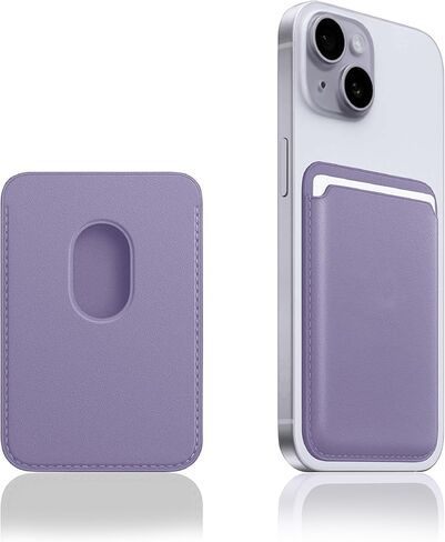 Magnetic Leather Wallet Compatible with Magsafe iPhone 12/13/14/15 Mini/Plus/Pro/Max (Light Purple) in Saudi Arabia