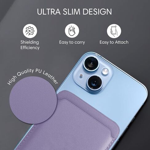 Magnetic Leather Wallet Compatible with Magsafe iPhone 12/13/14/15 Mini/Plus/Pro/Max (Light Purple) in Saudi Arabia