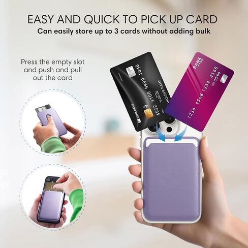 Magnetic Leather Wallet Compatible with Magsafe iPhone 12/13/14/15 Mini/Plus/Pro/Max (Light Purple) in Saudi Arabia
