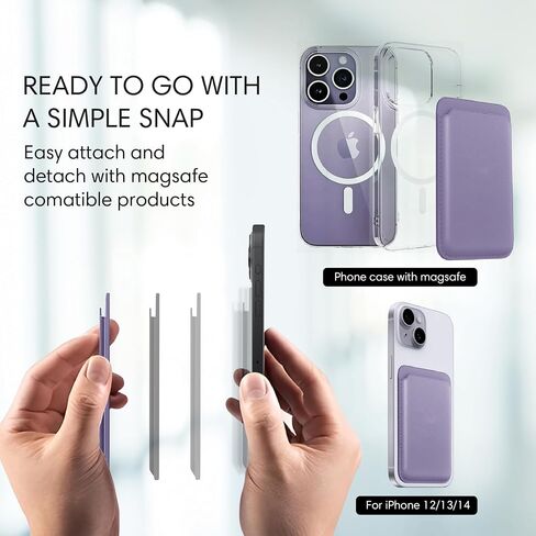 Magnetic Leather Wallet Compatible with Magsafe iPhone 12/13/14/15 Mini/Plus/Pro/Max (Light Purple) in Saudi Arabia