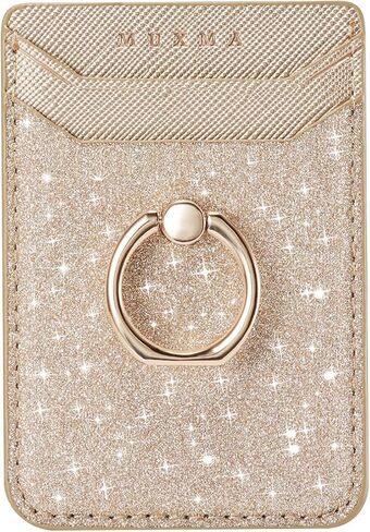 XiaBone Phone Card Holder RFID Wallet Credit Adhesive Cell Case Stick-on Card Holder Compatible with iPhone and Android Smartphones (Flash Gold) in Saudi Arabia