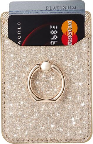 XiaBone Phone Card Holder RFID Wallet Credit Adhesive Cell Case Stick-on Card Holder Compatible with iPhone and Android Smartphones (Flash Gold) in Saudi Arabia