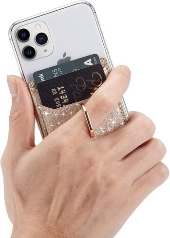 XiaBone Phone Card Holder RFID Wallet Credit Adhesive Cell Case Stick-on Card Holder Compatible with iPhone and Android Smartphones (Flash Gold) in Saudi Arabia