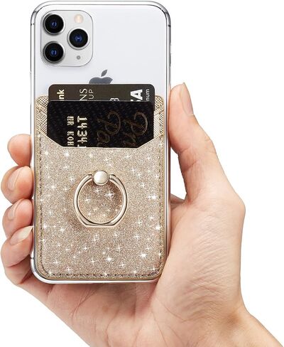 XiaBone Phone Card Holder RFID Wallet Credit Adhesive Cell Case Stick-on Card Holder Compatible with iPhone and Android Smartphones (Flash Gold) in Saudi Arabia