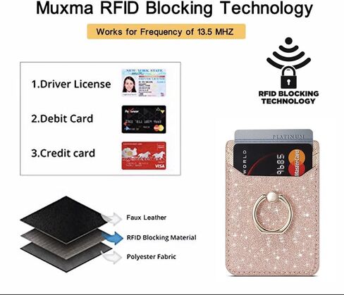 XiaBone Phone Card Holder RFID Wallet Credit Adhesive Cell Case Stick-on Card Holder Compatible with iPhone and Android Smartphones (Flash Gold) in Saudi Arabia