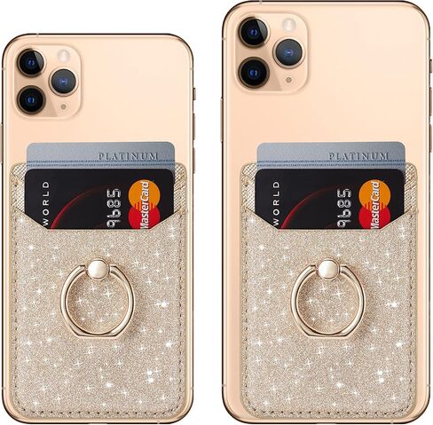 XiaBone Phone Card Holder RFID Wallet Credit Adhesive Cell Case Stick-on Card Holder Compatible with iPhone and Android Smartphones (Flash Gold) in Saudi Arabia