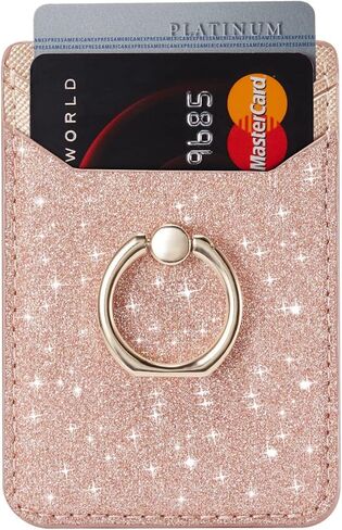 XiaBone Phone Card Holder RFID Wallet Credit Adhesive Cell Case Stick-on Card Holder Compatible with iPhone and Android Smartphones (Flash Gold) in Saudi Arabia