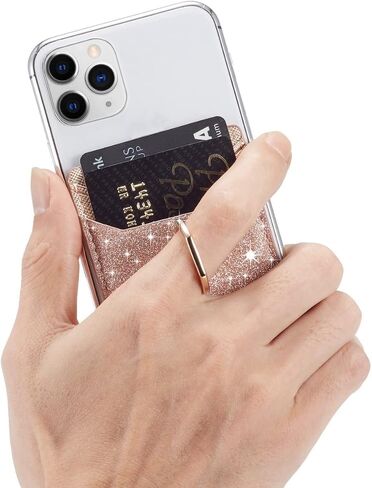 XiaBone Phone Card Holder RFID Wallet Credit Adhesive Cell Case Stick-on Card Holder Compatible with iPhone and Android Smartphones (Flash Gold) in Saudi Arabia