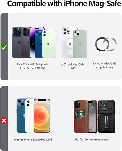 شاحن مستقبل لاسلكي لحامل المحفظة Magsafe - ليس بنك طاقة، حامل بطاقة مغناطيسية لسلسلة iPhone 15/14/13/12، جلد نباتي، فتحتان، يناسب 6 بطاقات، حجب RFID، أزرق فاتح in Kuwait