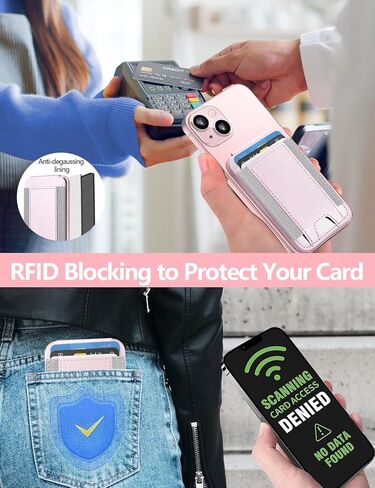 شاحن مستقبل لاسلكي لحامل المحفظة Magsafe - ليس بنك طاقة، حامل بطاقة مغناطيسية لسلسلة iPhone 15/14/13/12، جلد نباتي، فتحتان، يناسب 6 بطاقات، حجب RFID، أزرق فاتح in Kuwait