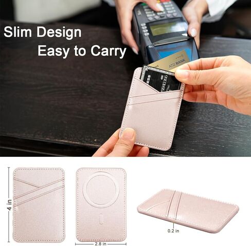 حامل بطاقات المحفظة المغناطيسية uCOLOR - متوافق مع MagSafe لسلسلة iPhone 15/14/13/12 Pro Max، محفظة هاتف مغناطيسية لظهر الهاتف مع فتحة 3 بطاقات، محفظة Apple Mag الآمنة (ذهبي وردي) in Kuwait