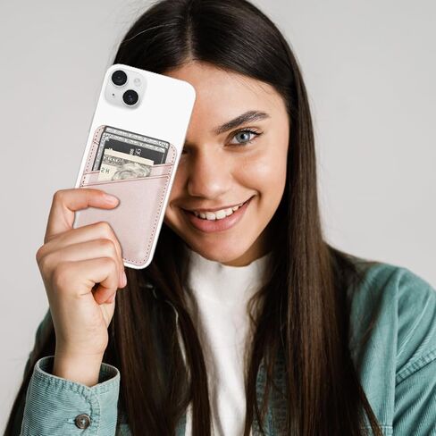 حامل بطاقات المحفظة المغناطيسية uCOLOR - متوافق مع MagSafe لسلسلة iPhone 15/14/13/12 Pro Max، محفظة هاتف مغناطيسية لظهر الهاتف مع فتحة 3 بطاقات، محفظة Apple Mag الآمنة (ذهبي وردي) in Kuwait