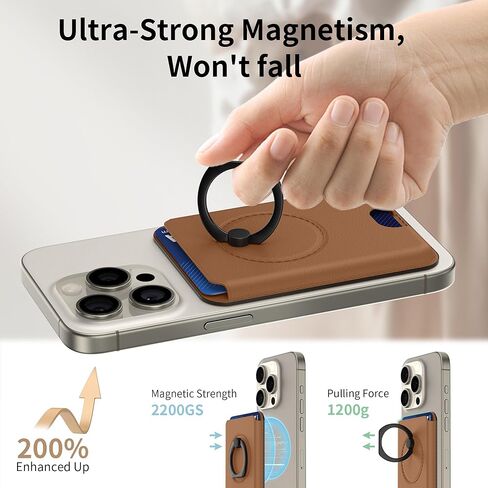 TIVSAN لمحفظة Magsafe، جلد PU زهري لمحفظة iPhone 360 ​​درجة قابلة للدوران بحامل بطاقات ومحفظة مغناطيسية لسلسلة iPhone 15/14/13/12 (أصفر) in Kuwait
