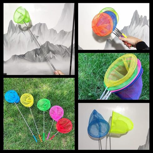 JZTang شبكة صيد فراشة تلسكوبية للأطفال، أدوات صيد الحشرات في الهواء الطلق لصيد الحشرات، حشرات الأسماك، الدعسوقة قابلة للتمديد 34 بوصة وقبضة مضادة للانزلاق (قطعتان) in Kuwait