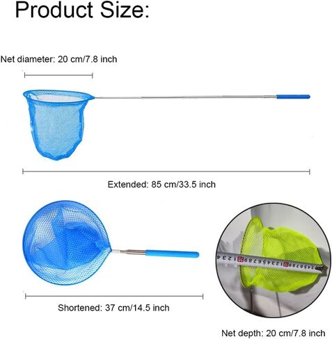 JZTang شبكة صيد فراشة تلسكوبية للأطفال، أدوات صيد الحشرات في الهواء الطلق لصيد الحشرات، حشرات الأسماك، الدعسوقة قابلة للتمديد 34 بوصة وقبضة مضادة للانزلاق (قطعتان) in Kuwait