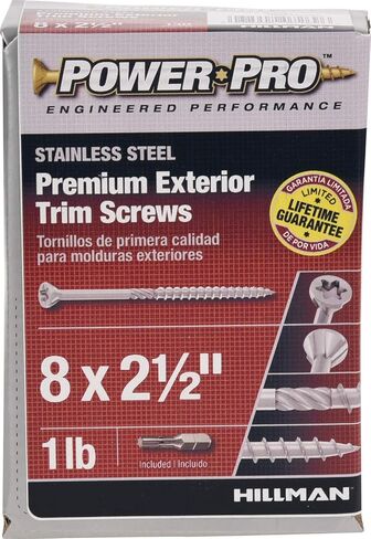 Power Pro 48632 Trim Screws, #8 x 2-1/2", All Purpose Wood, Deck, Composite, and Exterior Trim Screws, Rust Resistant, Bronze, 1lb Box, 131 pcs in Saudi Arabia