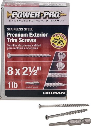 Power Pro 48632 Trim Screws, #8 x 2-1/2", All Purpose Wood, Deck, Composite, and Exterior Trim Screws, Rust Resistant, Bronze, 1lb Box, 131 pcs in Saudi Arabia