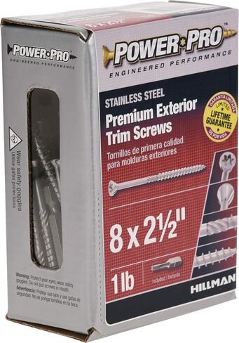 Power Pro 48632 Trim Screws, #8 x 2-1/2", All Purpose Wood, Deck, Composite, and Exterior Trim Screws, Rust Resistant, Bronze, 1lb Box, 131 pcs in Saudi Arabia