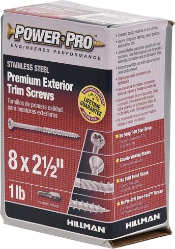 Power Pro 48632 Trim Screws, #8 x 2-1/2", All Purpose Wood, Deck, Composite, and Exterior Trim Screws, Rust Resistant, Bronze, 1lb Box, 131 pcs in Saudi Arabia