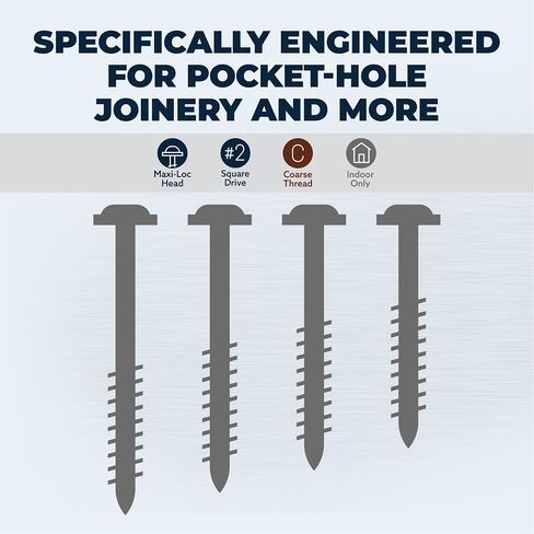 Kreg SML-C250-50 Zinc Pocket-Hole Screws, 2 1/2 Inch, 8 Coarse Thread, Maxi-Loc Head (50 Count) in Saudi Arabia