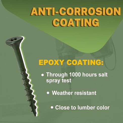 LIONMAX Deck Screws 2 Inch, Wood Screws #8 x 2", 500 PCS, Rust Resistant, Exterior Epoxy Coated, Outdoor Decking Screws, Torx/Star Drive Head Screw, T25 Star Bit Included, Green in Saudi Arabia